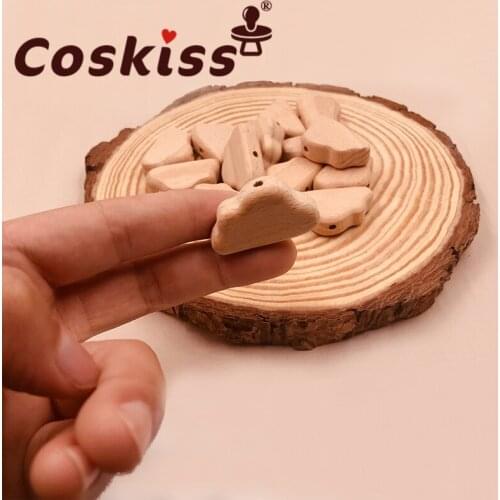Coskiss Animal Beads 50pcs Food Grade Wood Bead Beech Wooden Clouds DIY Teething Nursing Mom Necklace Jewelry Making Teethers