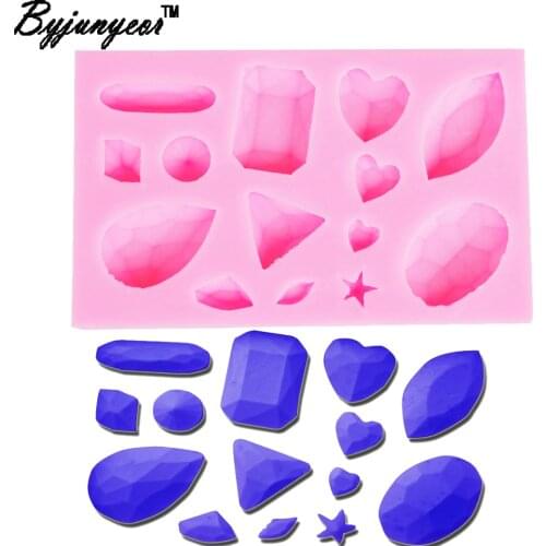 Byjunyeor M179 Gem UV Resin Silicone Mold Fondant Chocolate Candy Lollipop Crystal Epoxy Soft Clay Bake Tool