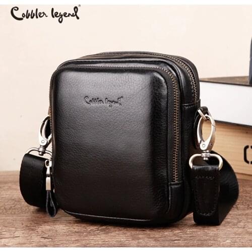 Cobbler Legend Casual Men Shoulder Crossbody Bags Male Genuine Leather Small Zipper Pocket Vintage Business Travel Gentlemen Bag