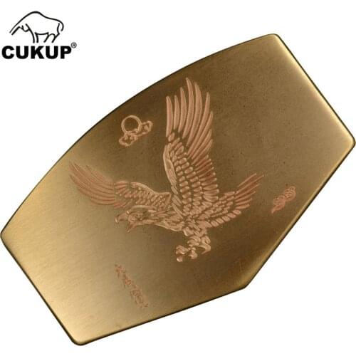 CUKUP Mens New Design Eagle Animals Pattern Male Chinese Styles Solid Copper Smooth Gold Belt Buckles Brass Metal for Men BRK047