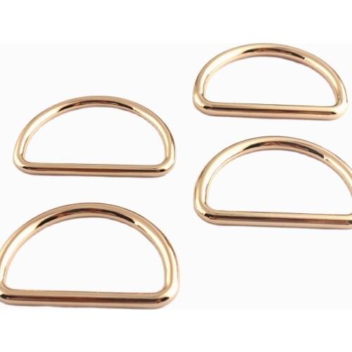 35mm D Rings Rose Gold Zinc Alloy Metal Loops Round Formed Strap Buckle Ring Bag Holder Handbag Clasp Making Hardware Supplies