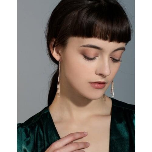 For Women Classic Simple Hollow Triangle Rose Gold Earrings Titanium Steel high Quality Banquet Drop Earring Jewelry
