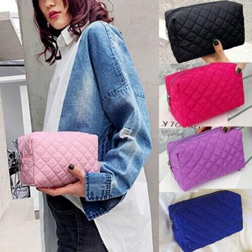 Travel Cosmetic Bag Zipper Makeup Case Organizer Storage Pouch Purse Cosmetic Bags Ladies Solid Storage Bag