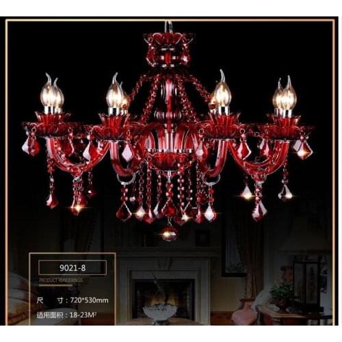European Modern Red K9 Crystal Chandelier Lustre Crystal Chandeliers Light Lustres De Cristal Chandelier LED AC Villa RED Lamp