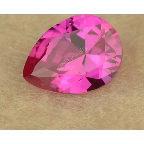 Hot Sale 5A 3x4~13x18mm 3# Rose Red Rubi Stone Loose Pear Drop Shape Brilliant Cut Beads Pink Corundum Gems For Jewelry
