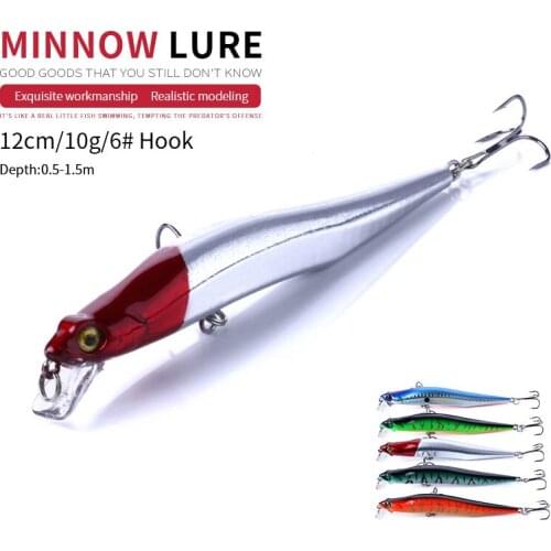 HENGJIA 50PCS 12cm 10g Bent Minnow Fishing Lure Artificial Baits 3D Fish Eye Minow Lures Fake Bait Swimbait Crankbait