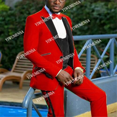 Slim Fit Black Peaked Lapel Jacquard Groomsman Tuxedos Blazer Masculino Formal Men Wedding Suits Set 3 Pieces Jacket&Vest&Pants