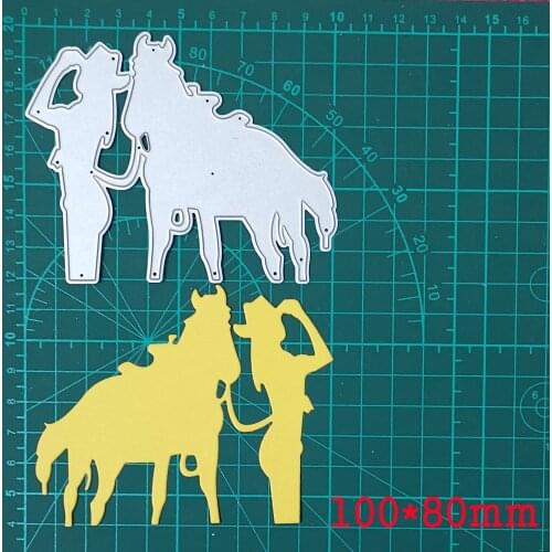 Beauty Girl and Horse Cowboy Metal Cutting Dies For Stamps Scrapbooking Stencils DIY Paper Album Cards Decor Embossing 2020 New