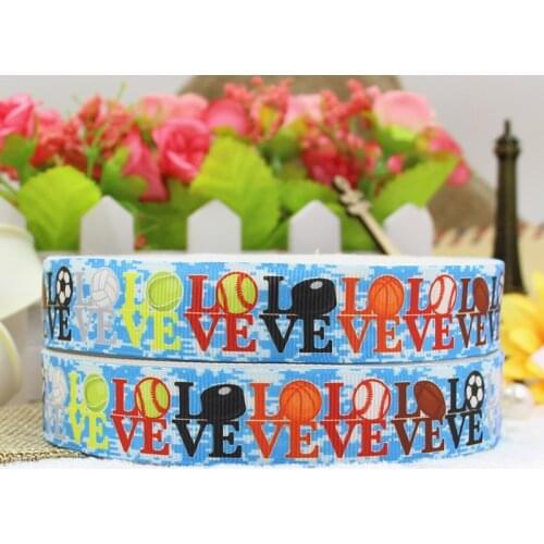 Q&N ribbon 7/8inch 22mm 160811004 love football printed grosgrain ribbon webbing 50yards/roll for hair tie free shipping