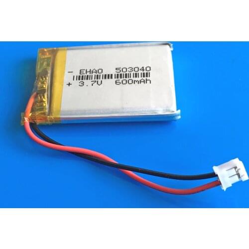3.7V 600mAh 503040 Rechargeable battery JST PH 2.0mm lipo polymer lithium CELLS for MP3 GPS DVD bluetooth Recorder ebook camera