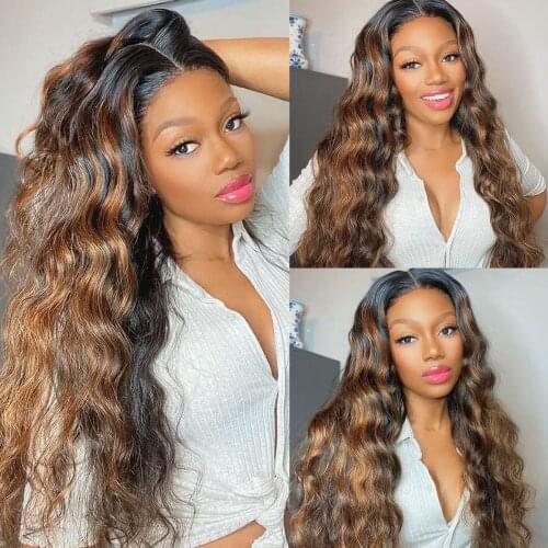 Honey Blonde Lace Front Wigs 13x6 Body Wave Human Hair Wig Highlight Lace Frontal Wig Pre Plucked Lace Wigs For Black Women