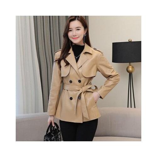 2020 Women New Fashion Genuine Real Sheep Leather Jacket R42