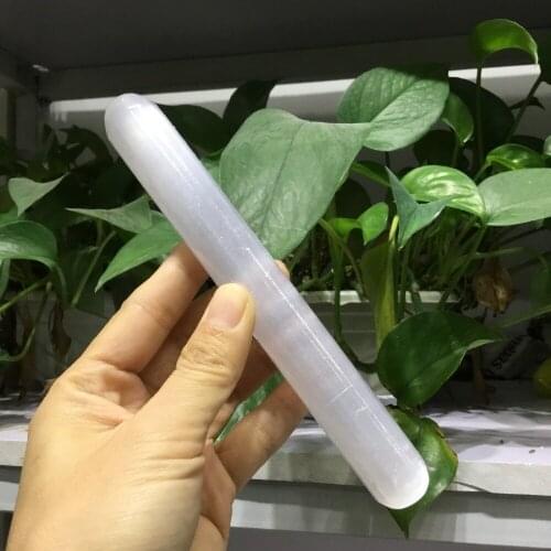 Natural white gypsum stone selenite stick healing stone