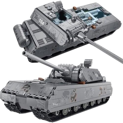 German 2127PCS Military Heavy Tank Panzer VIII Maus Building Blocks WW2 Soldier Army Weapons Bricks Children Toys Gifts