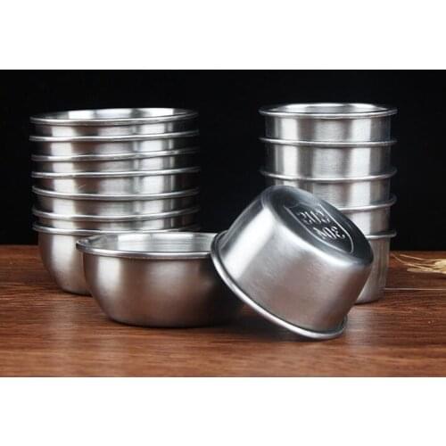 Stainless Steel Sauce Cup Reusable Tomato Sauce Container Dipping Bowl for Fast Food Restaurant Bar Home
