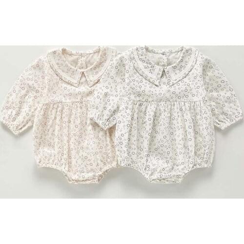 Autumn Baby Newborn bodysuit Long-Sleeve Jumpsuit Baby Girl Floral Cotton Triangle Crawling Clothes One-Piece Suit