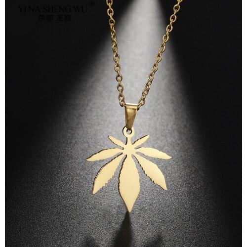 New Style Stainless Steel Necklace For Man Maple Leaf Choker Fashion Gold Silver Color Pendant Necklace Engagement Jewelry Gifts