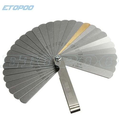 Useful Metric System Measurement 0.04 to 0.88MM 32 Blade Feeler Gauge Tune Up Thickness Gauge Set With Brass Measure Tool