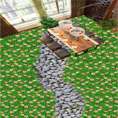 Beibehang Custom Nonwovens Wallpapers Flowers Stone Trees Gravel 3D Floor Tiles Three - dimensional Paintings