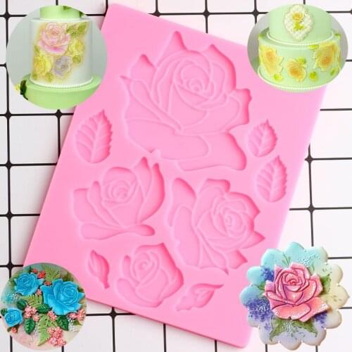 Rose Flower Silicone Molds Cake Border Fondant Mould DIY Wedding Cake Decorating Tools Candy Polymer Clay Chocolate Moulds