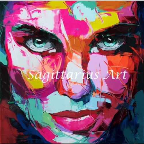 Hand Painted Francoise Nielly Designer Cool Face Art Palette knife Untitled 164 Oil painting canvens Bedroom hallway Wall Decor