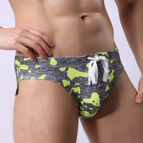 Sexy Men Underwear Cuecas Elastic Band Mid-waist U Convex Pouch Briefs Shorts Man Printed Breathable Underpants calzoncillo S-XL