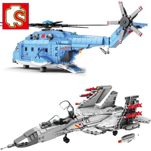 Sembo 2020 new helicopters Z-18 J15 Chinese Military fighters jet battle airplane model building blocks sets kits warplane