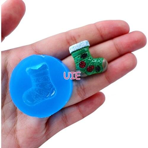 FYL080U 27.1mm x 19.6mm Socks Silicone Mold Fondant Cake Decoration Candy Resin Clay Earrings Necklace Craft Soap Candle