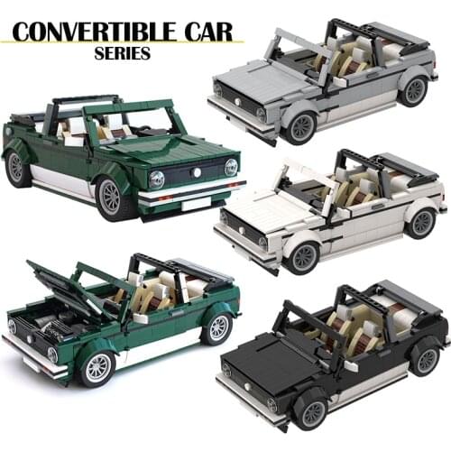 Technical Speed Champions Mini Cooper Cabriolet City Sports Roadster Building Blocks Super Racing Car Fit Bricks Kids Toys Gift