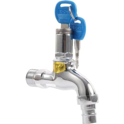 Locked Alloy Anti-theft Faucet with lock key Washing Machine Water Switch 1/2" Male Thread Single Hole Outdoor Lockable Watertap