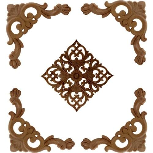 VZLX SALE Rubber Wood Carved Corner Onlay Applique Furniture Vintage Home Decoration Accessories Door Decor DIY Wooden Letters