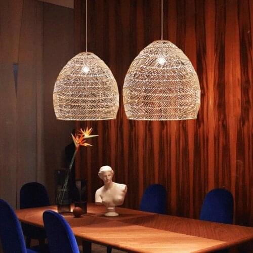 Japanese Chandelier Restaurant Bar Bedroom Study Light Tea Room Rattan Weaving Chinese Style Garden House Rattan Art Chandelier