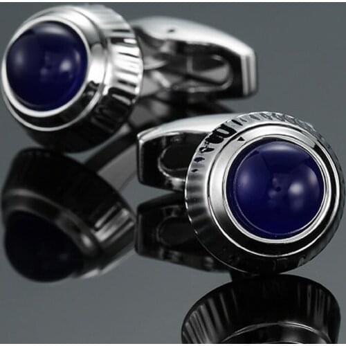 Blue Zircon Cufflinks brand new fashion jewelry crystal Cufflinks mens wedding shirt suit pin badge button gift