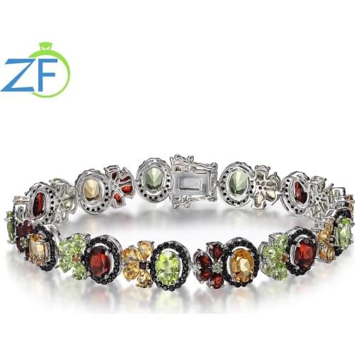 GZ ZONGFA High Quality Natural Rhodolite Real 925 Sterling Silver Elegant Fashion Minimalist Women Bracelet Jewelry