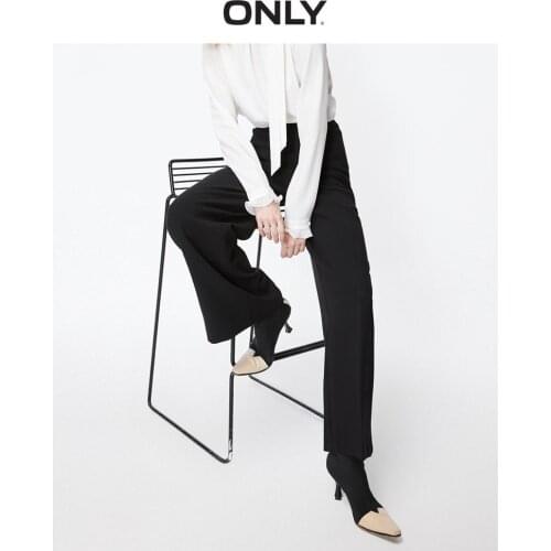 ONLY Womens Loose Fit High-rise Pure Color Wide-leg Casual Pants | 119314503