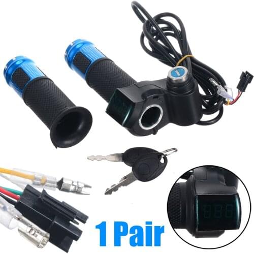 1Pair Electric Bike Throttle With LCD Display Electric Scooter Handlebar Grip For Scooter Bike 24V 36V 48V Bicycle Accessories