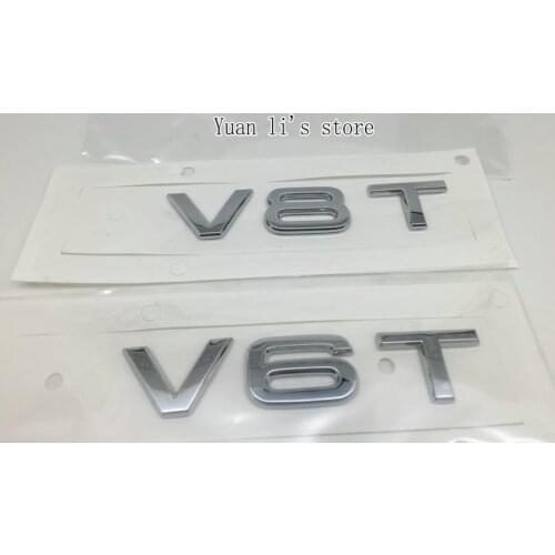 1 Pcs Car Chrome Badge Emblem Genuine OEM V8T V6T A6 RS6 TDI TFSI A7 A8 CAR bady stick v8t v6t car emblem stick Car Styling