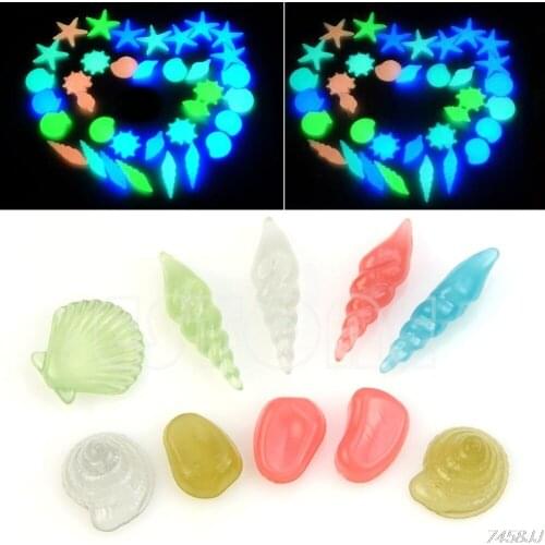 10PCS Glow in the Dark Luminous Stone Conch Sea Shells Aquarium Fish Tank Decor- G03 Drop ship