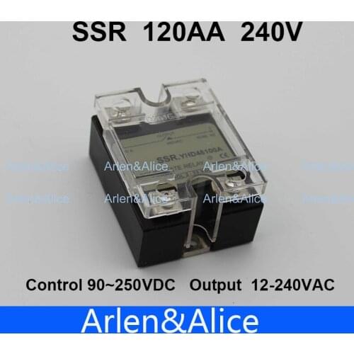 120AA SSR input 90-250V AC load 12-240V AC single phase AC solid state relay