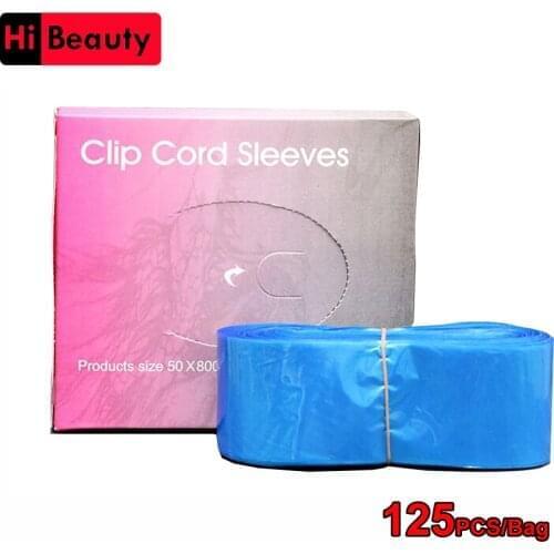 125pcs/bag Disposable Hygiene Tattoo Clip Cord Bag Plastic Blue Tattoo Machine Clip Cord Sleeve Cover Bag Size 5 x 80 CM