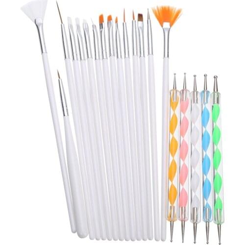 15pcs Nail Brush For DIY Nail Art Painting Drawing Dotting Brush Pen Set Tool + 5pcs Nail Art Dotting Pens