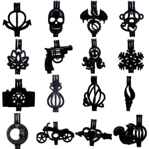 2pcs Black Dragon Skull Lotus Snowflake Pearl Cage Bead Cage Essential Oil Diffuser Locket Pendant Jewelry Making Oyster Pearl