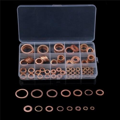 250PCS Flat Ring Washer Gasket M5/6/8/10/12/14/16/18 Solid Copper Crush Spacer Oil Brake Sealing Kit For Hardware with Box