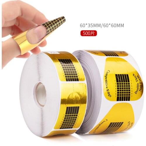 MAKARTT 500pcs/Roll Professional Golden Nail Form for Acrylic / UV Gel Nail Extensions F0062