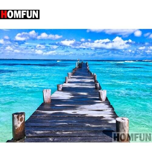 HOMFUN Diy 5d Diamond Painting "Wooden bridge" Cross Stitch Square Round Diamond Embroidery Handwork Rhinestone Art A13722