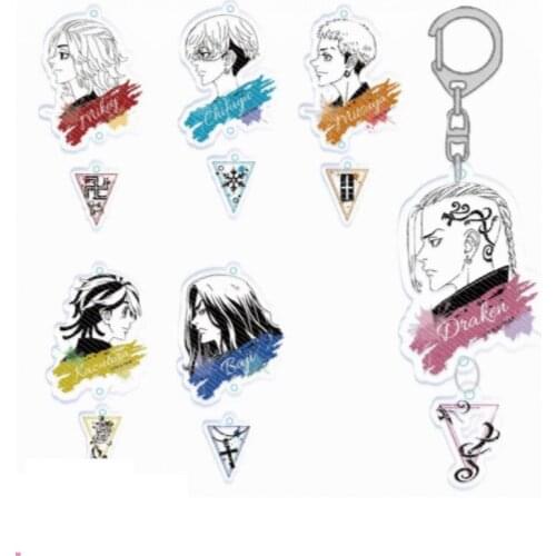 Anime Tokyo Revengers Sano Manjiro Hanagaki Takemichi Pendant Acrylic Keychain Keyring Bag Charm Q Version Decorative Xmas Gifts