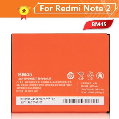 Xiao Mi Xiaomi BM45 Phone Battery For Xiao mi Redmi Note 2 redmi nota2 Redrice Note2 3060mAh BM45 Original Battery + Tool