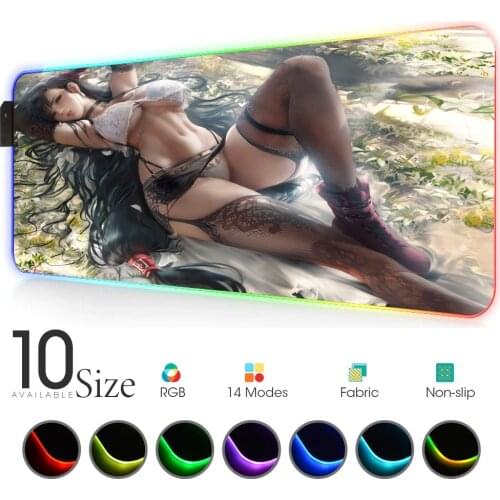Anime Mouse Pad Sexy Girl Rgb Large Mouse Pad XXL Gamer Accessories Laptop PC Luminous Led Desk Keyboard Carpet Mat USB Desk Mat