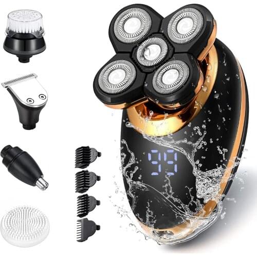 Electric Shaver for Men,Head Shaver for Bald Men Shaving 5-in-15D haircut USB Rechargeable LED Cordless Hair Trimmer for Men