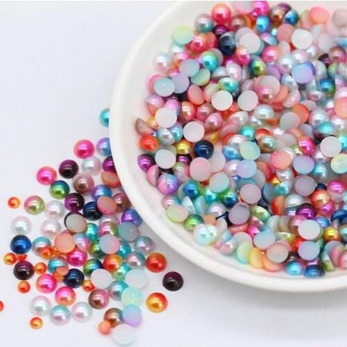 3-8mm Rainbow color Flatback Half Round Pearl Imitation Pearl Scrapbook Beads Nail Art Decoration DIY phone case jewelry making